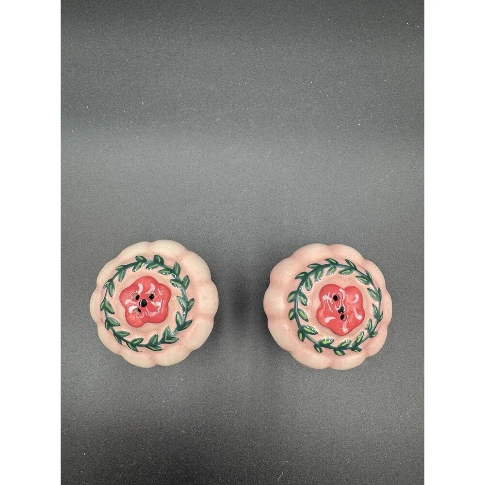 Vintage Pink Floral Salt & Pepper Shakers Blush Pink